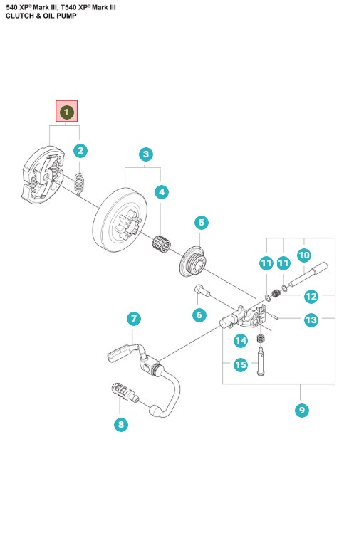 Embrague Husqvarna T540XP, T540XP Mark II, 540XP Mark III