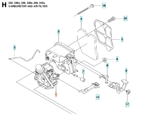 Carburador Completo ZAMA, 120 Mark II, 235, 236, 240