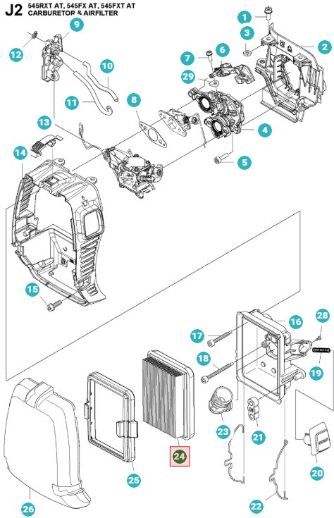 Filtro de aire Husqvarna 545RXT AutoTune, 545FX, FXT AutoTune