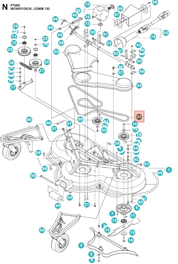 correa de transmisión Combi 132 P550D, PT26D