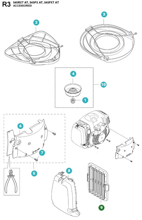 Filtro de aire Husqvarna 545FX, FXT AutoTune, 545RXT AutoTune
