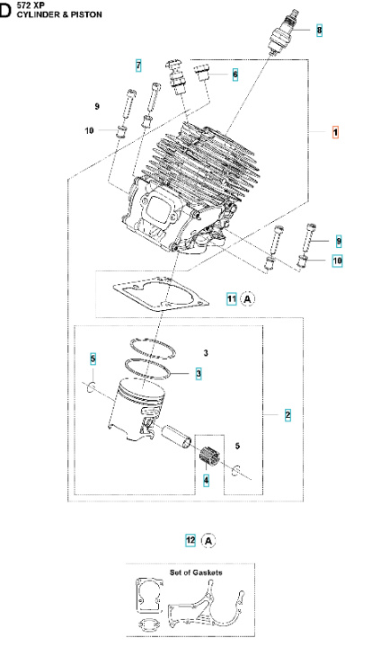 Cilindro Husqvarna 572XP, 572XPG
