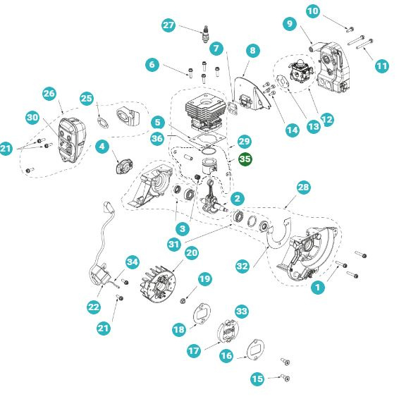 Juego de pistones Husqvarna 129R, 129C, 129LK, 325R