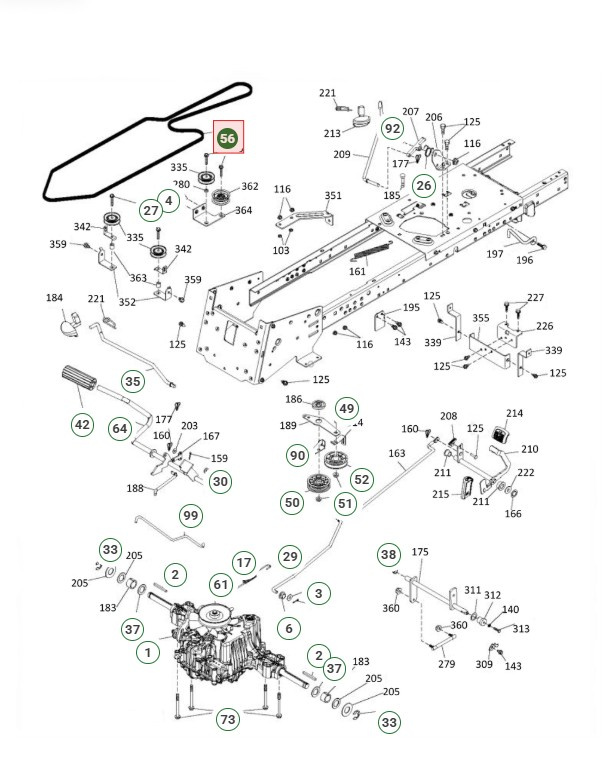Correa de transmisión Husqvarna TC142, TC238, TC239T, TC242, TC338, etc