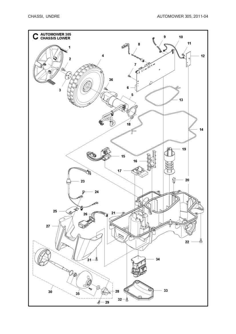 CIRCUITO IMPRESO ENSAMBLADO Automower 305, 308