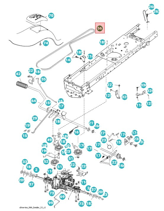Correa Husqvarna LTH154, LTH151, Jonsered LT2218A2, LT2216A2