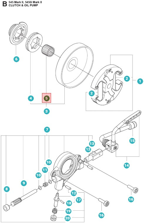 Rodamiento De Agujas 345, 350, 545 Mark II, 550XP Mark II, 560XP Mark II