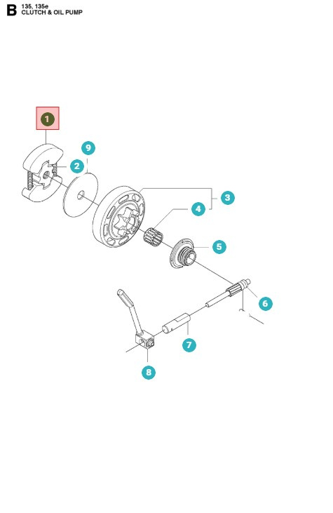 Embrague Husqvarna 120, 130, 135, 236, 240, CS2234, CS2238